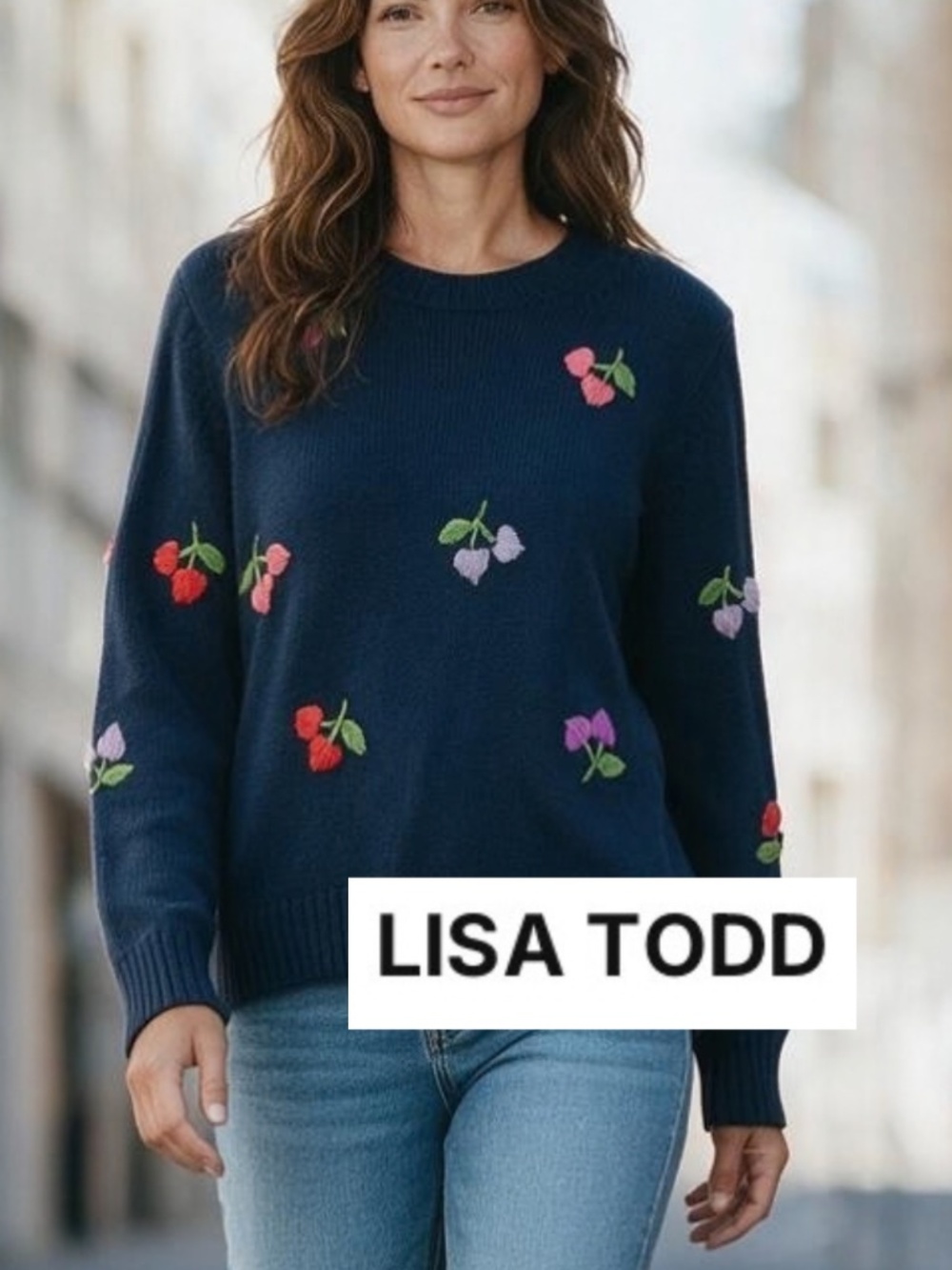 Lisa Todd Cherry Pick Navy sweter, M, CB2836